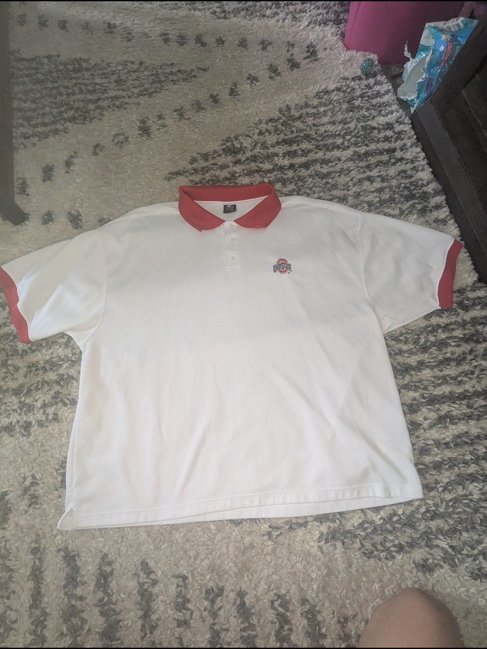STARTER White Polo with Red Collar and Sleeve Trim